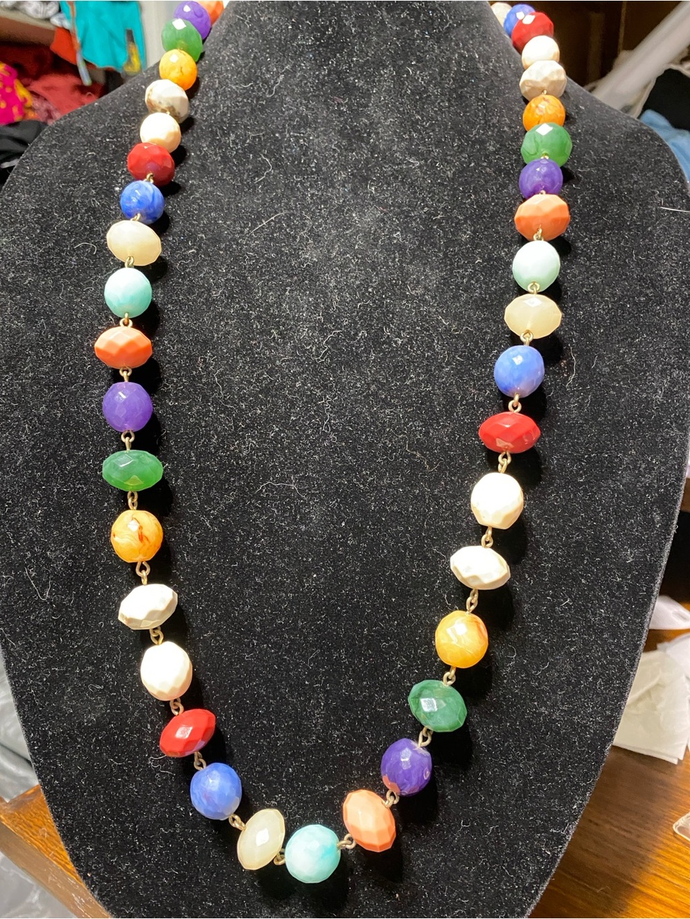 Vintage colorful lightweight acrylic beaded necklace 32”